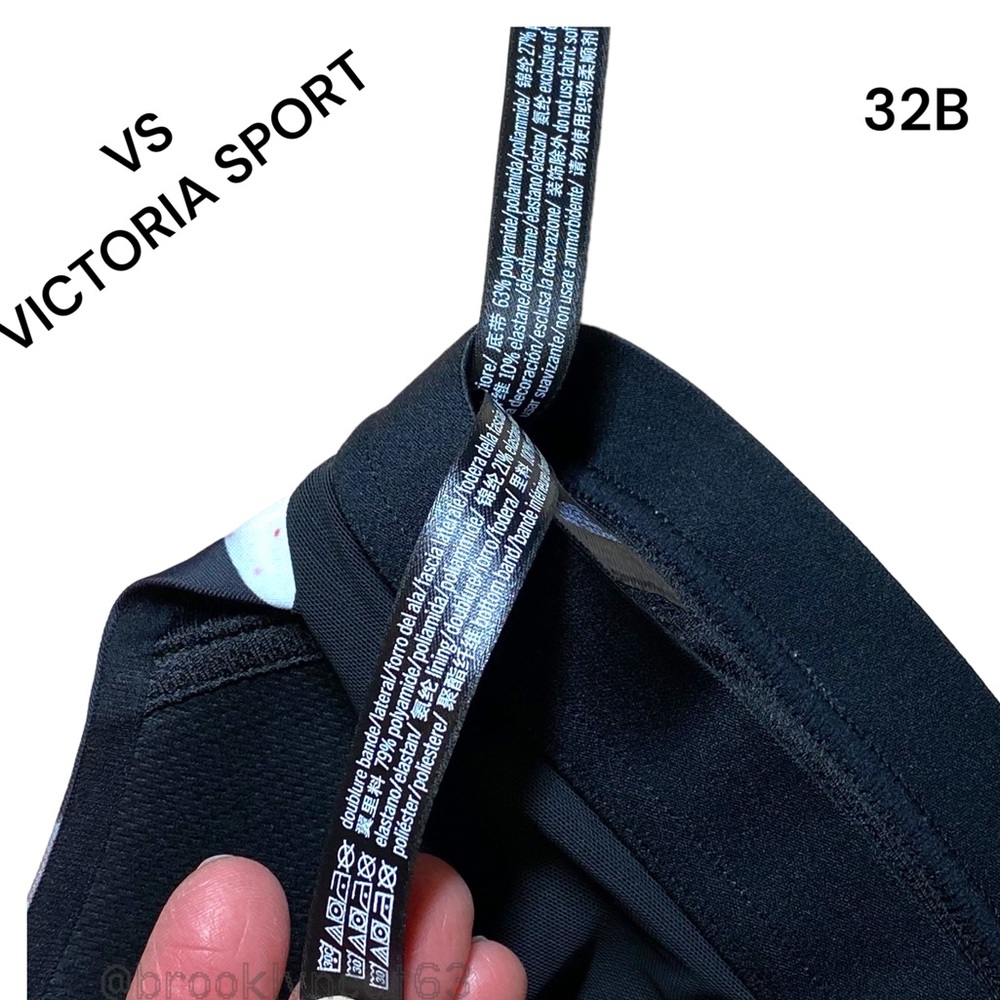 Victorias Secret Lightweight Sport Bra Floral Black 32B - Picture 9 of 10